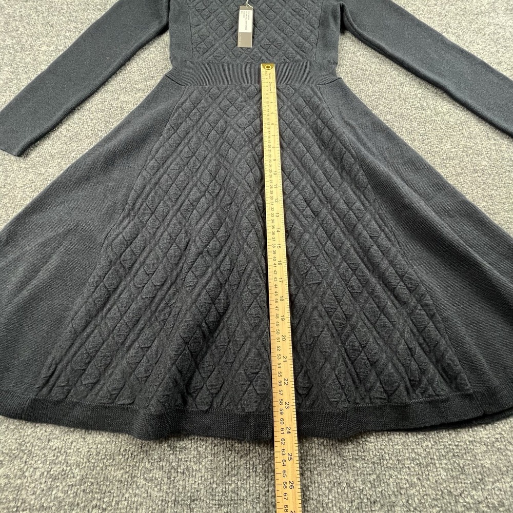 Lela Rose Full Skirt Sweater Dress Dark Navy Wool Silk Cashmere Sz S NWT - Picture 3 of 10